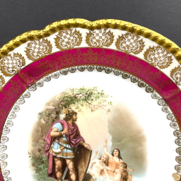 Antique Royal O&EG Austria Decorative Plate 9.75” Mythological Scene Pink & Gold - Picture 5 of 8